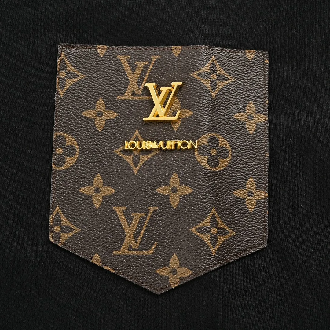 Louis Vuitton/Louis Vuitton 24ss presbyopic leather label fake pocket short sleeves